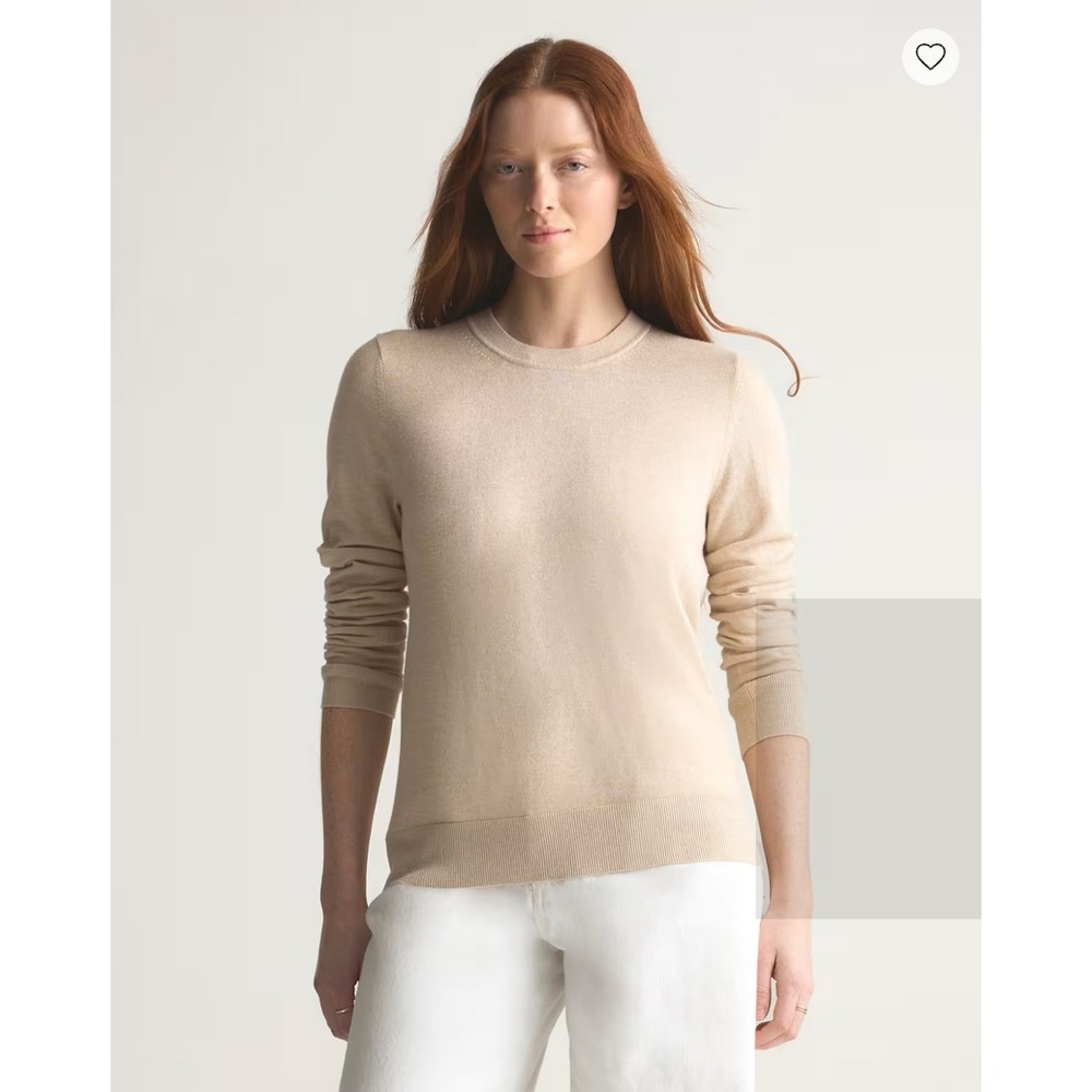 Quince Lightweight Cotton Cashmere Crew Sweater Sz S Cream Capsule Quiet Luxury